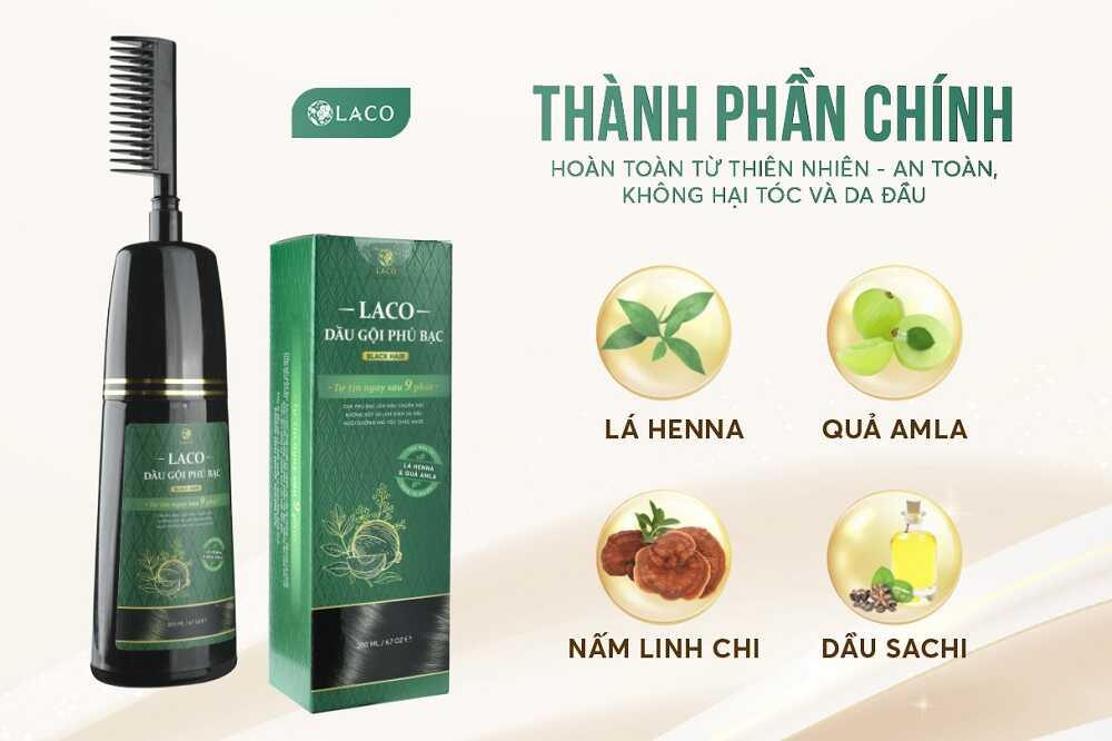 Thành phần chính có trong dầu gội phủ bạc Laco